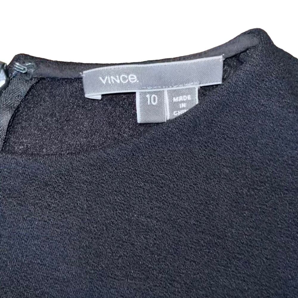 Vince Navy Dress with Leather-Effect Short Sleeves - Picture 6 of 7